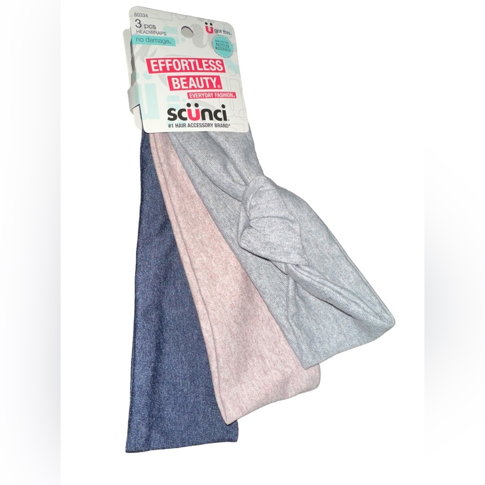 SCÜNCI NWT 3PC HEADWRAPS NAVY, PINK, AND GREY